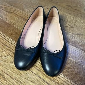 J. Crew black leather ballet flats. Nice condition.